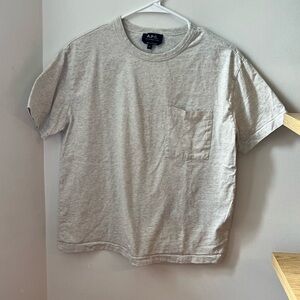A.P.C. Rue Madame Paris Heather Gray Cotton Pocket Tee